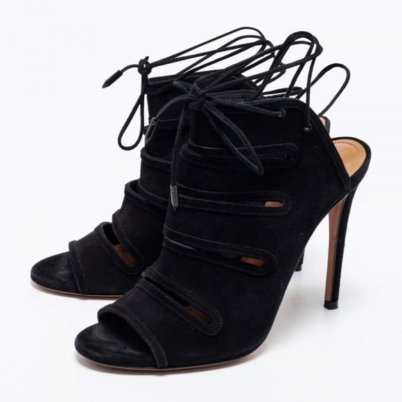 Aquazzura Sloan Seude Lace Up Heels Size 7 (37) - Picture 4 of 8